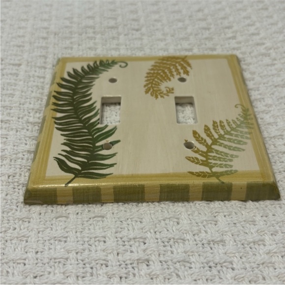 FERN CERAMIC switch plate cover double toggle light switch plate cream green - Picture 6 of 11